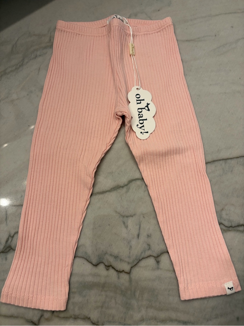 oh baby! Pink Ribbed Kids Leggings